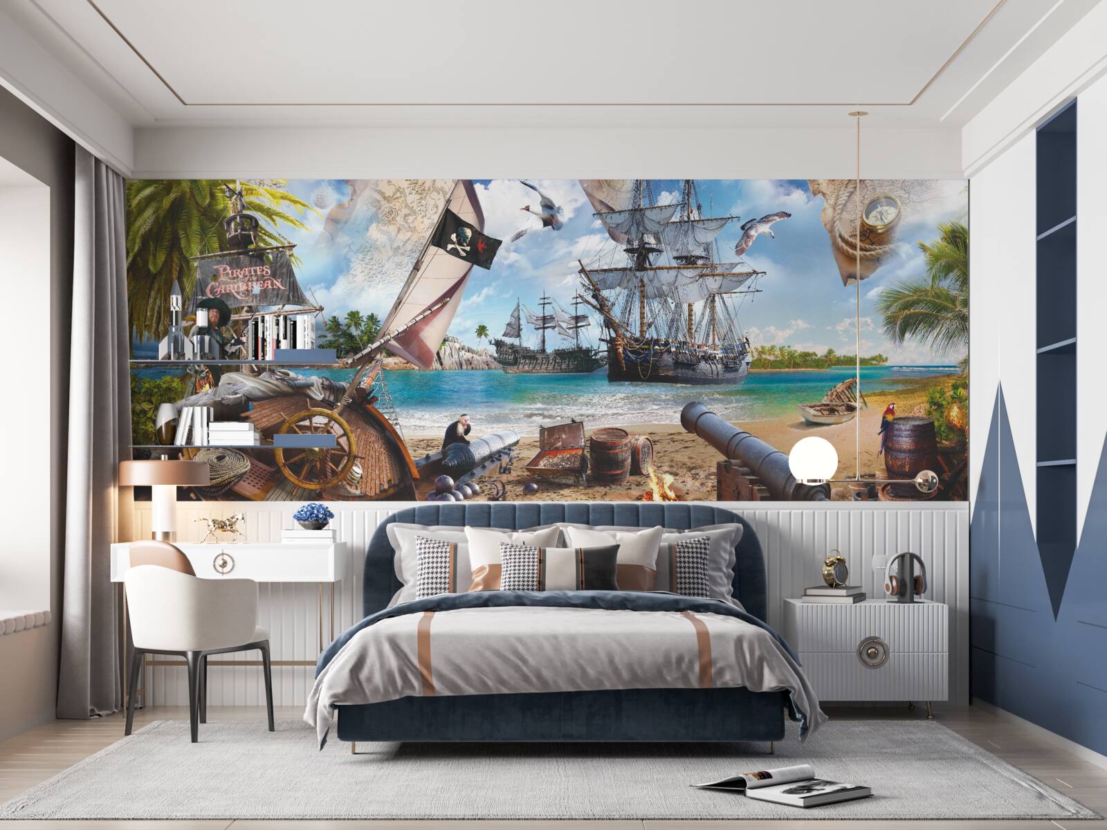 Fototapeta wyspa i statki pirackie