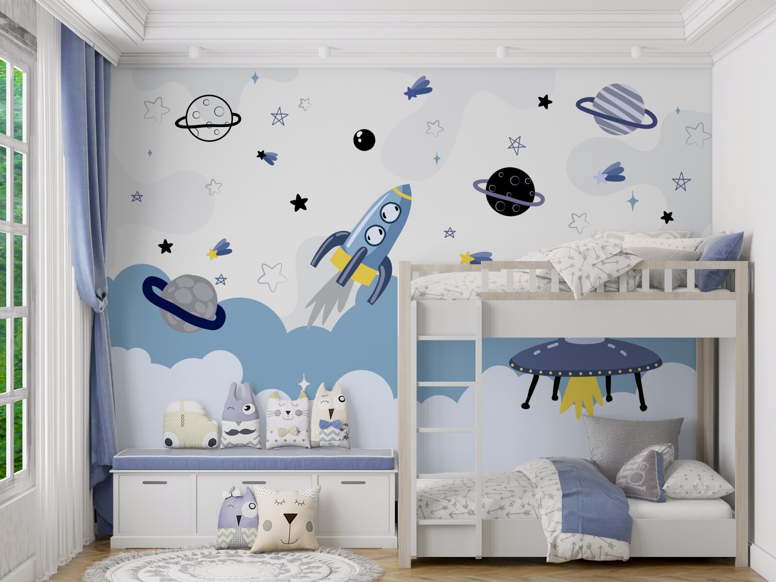 Fototapeta statki kosmiczne unoszące się w przestrzeni