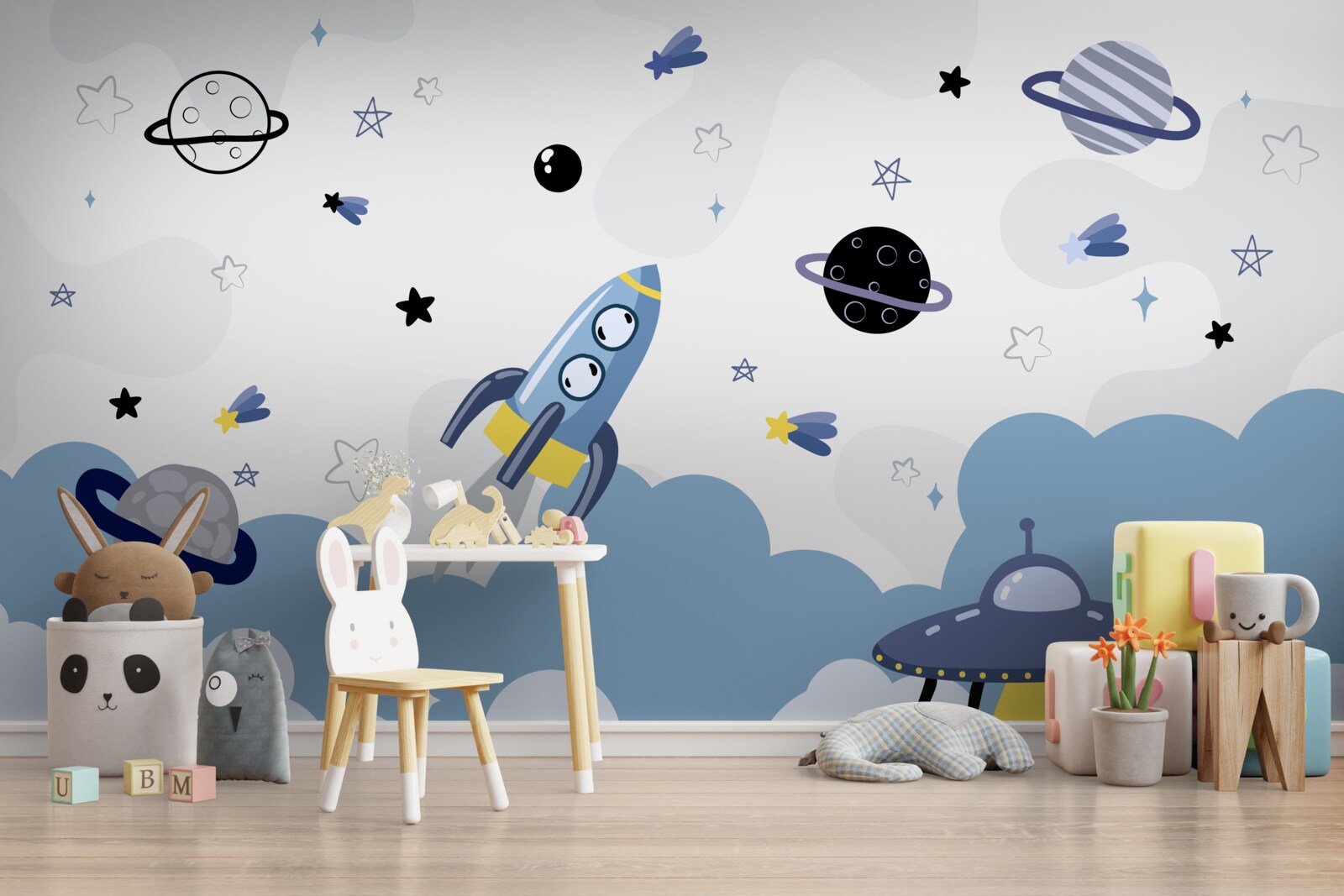 Fototapeta statki kosmiczne unoszące się w przestrzeni