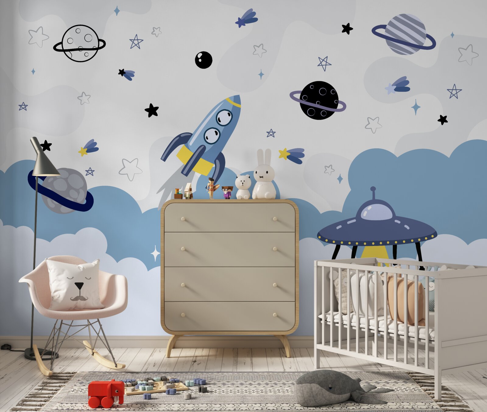 Fototapeta statki kosmiczne unoszące się w przestrzeni