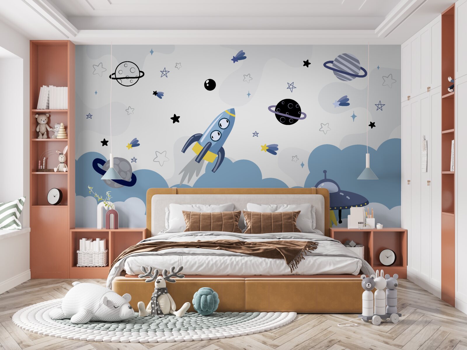 Fototapeta statki kosmiczne unoszące się w przestrzeni