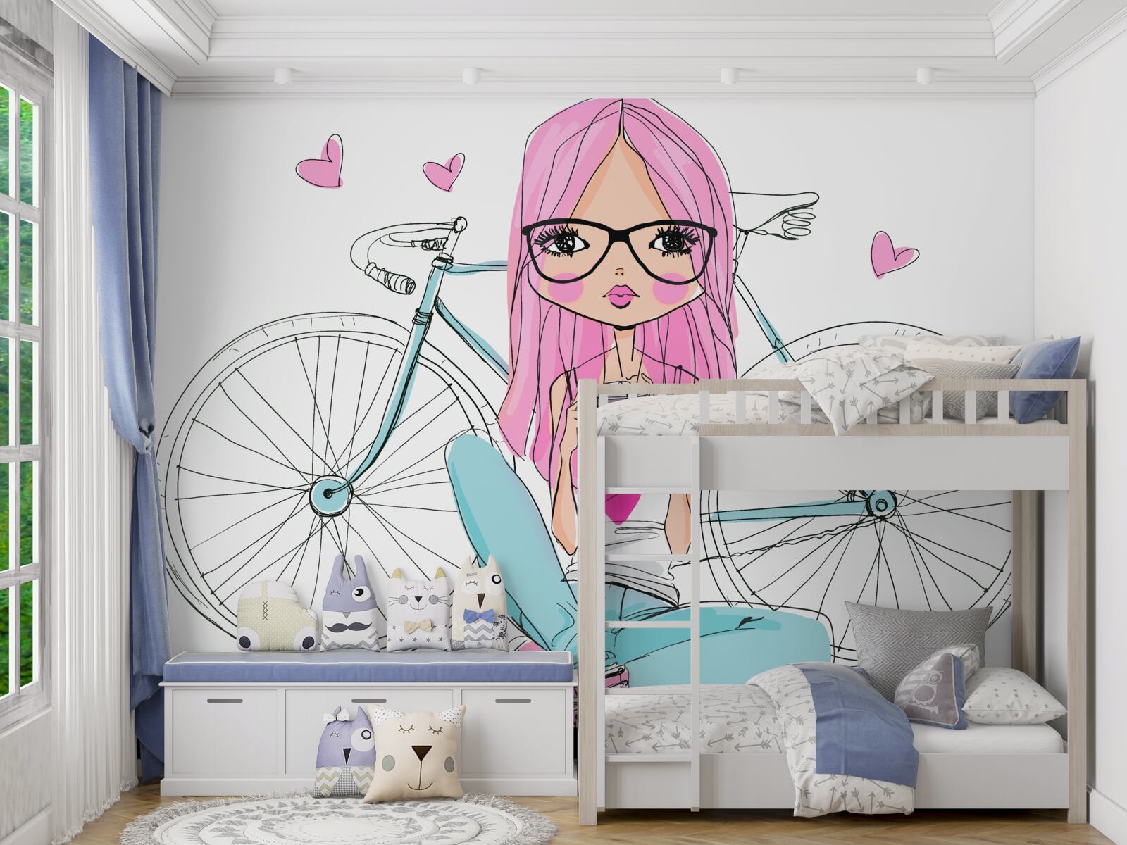 Fototapeta modna dziewczyna na rowerze