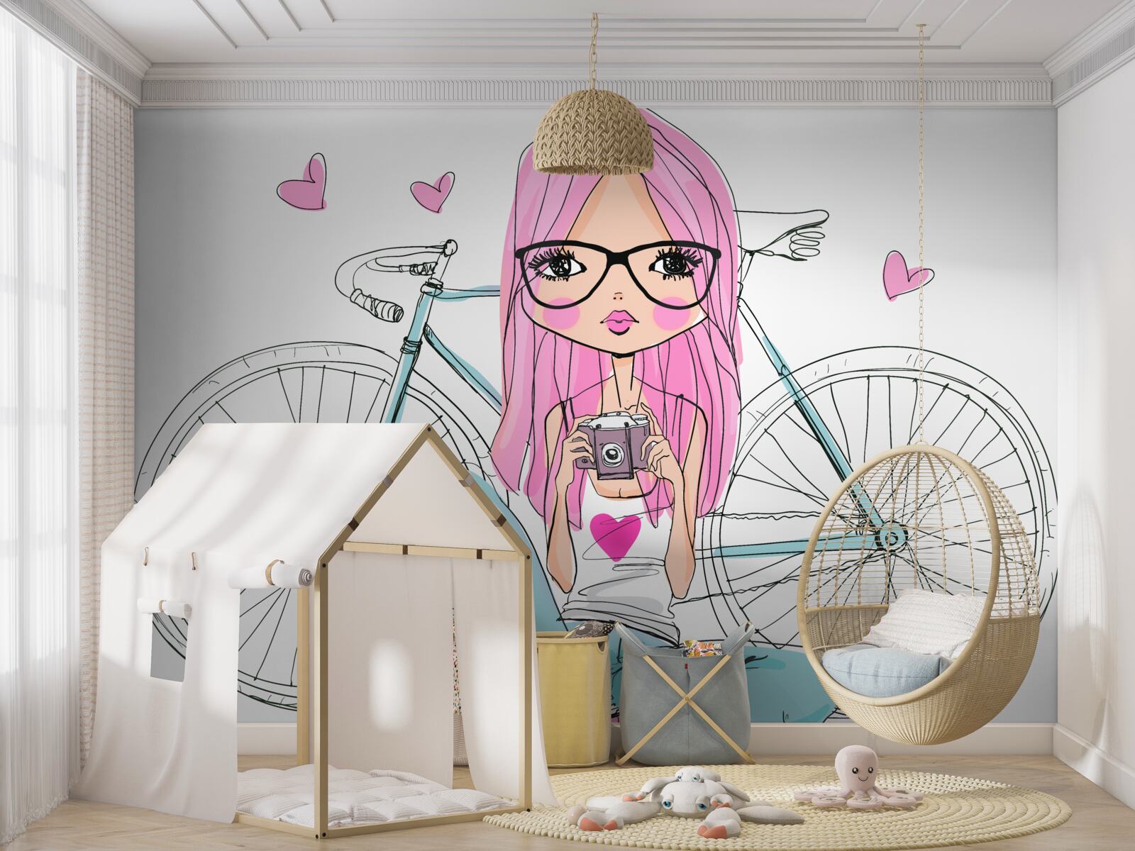 Fototapeta modna dziewczyna na rowerze