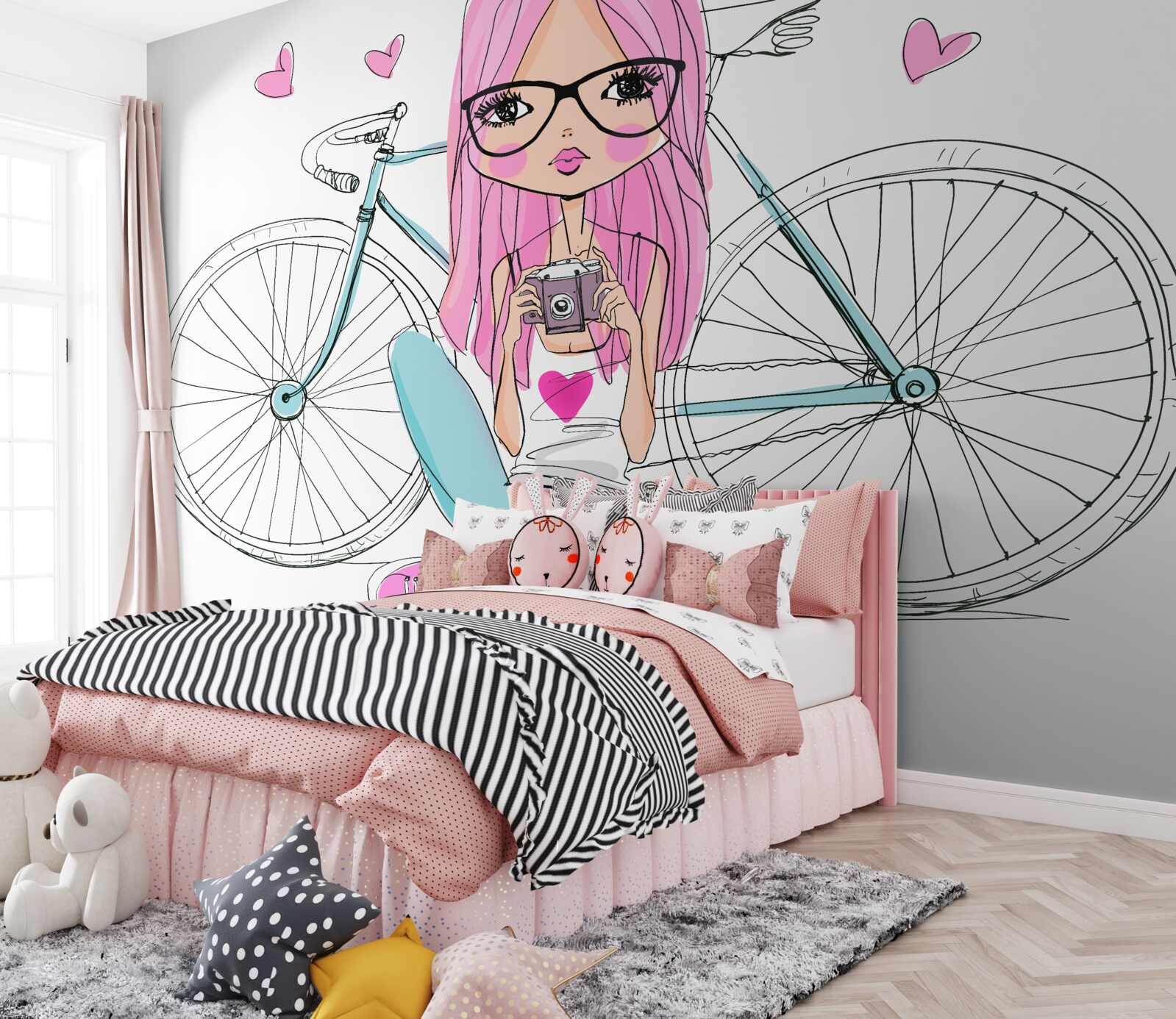 Fototapeta modna dziewczyna na rowerze