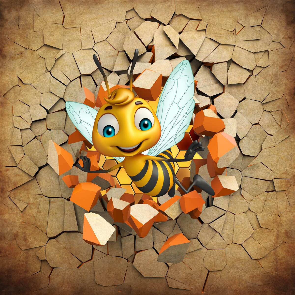 Fototapeta urocza pszczółka z uśmiechem