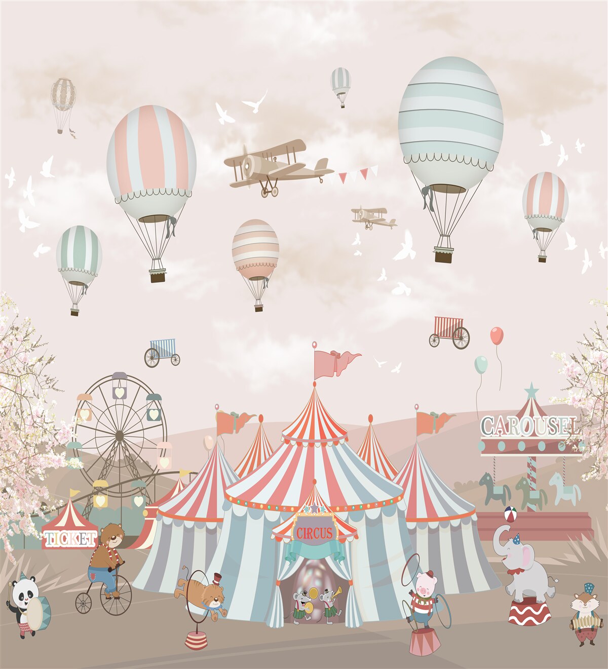 Fototapeta cyrk pod chmurami balonów