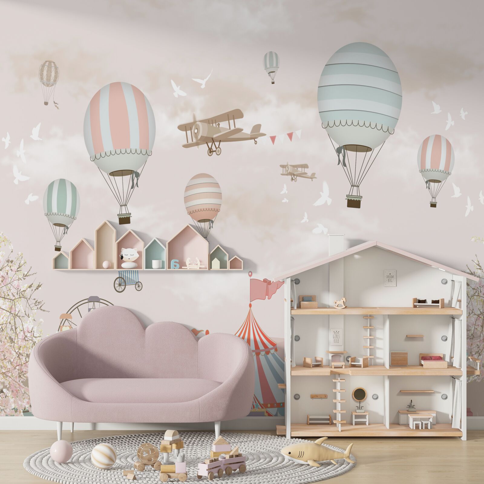 Fototapeta cyrk pod chmurami balonów