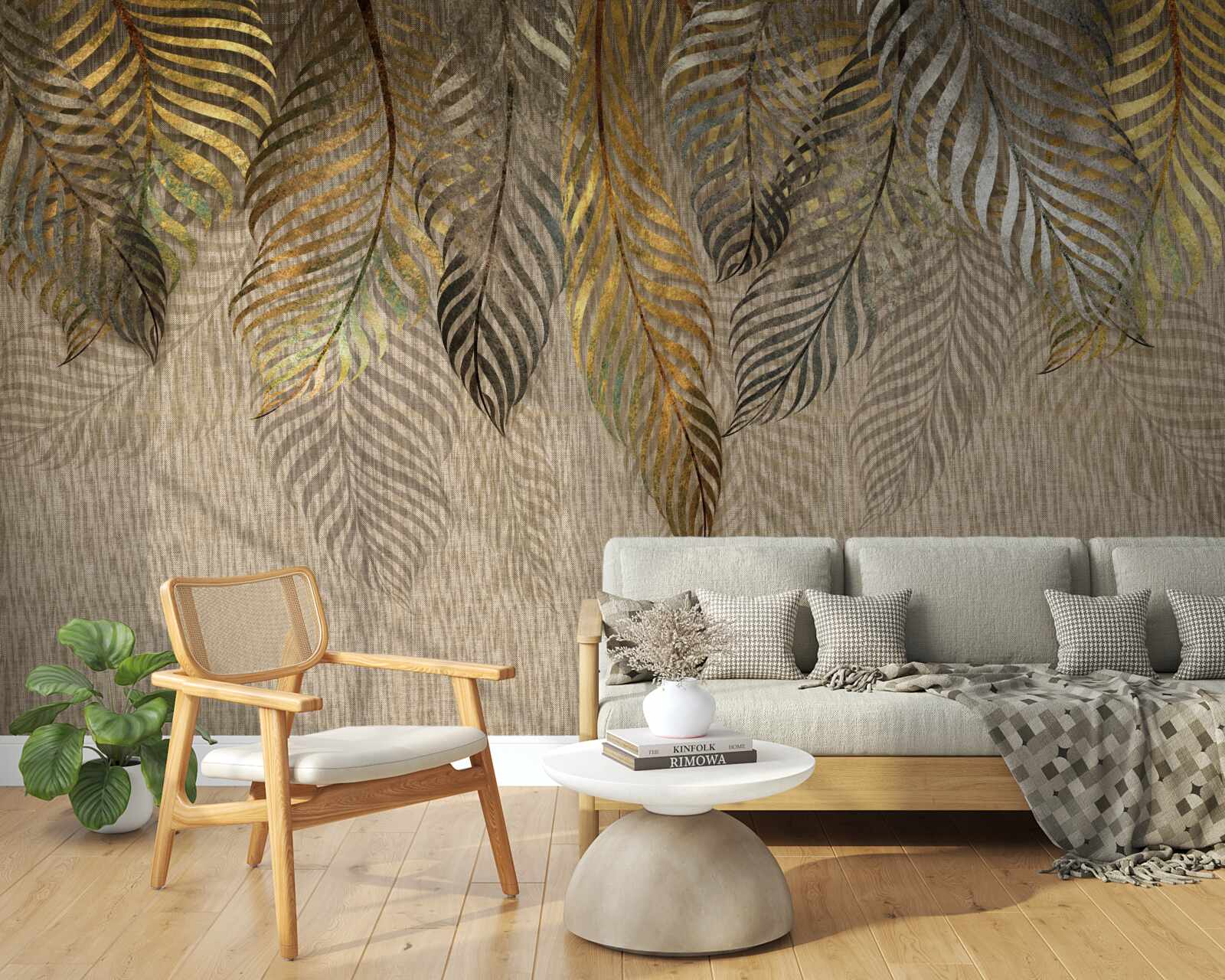 Fototapeta gałęzie palmy bananowej pokryte złotem