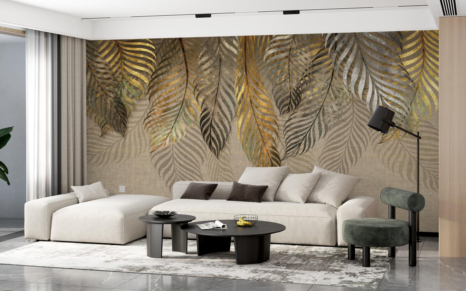 Fototapeta gałęzie palmy bananowej pokryte złotem