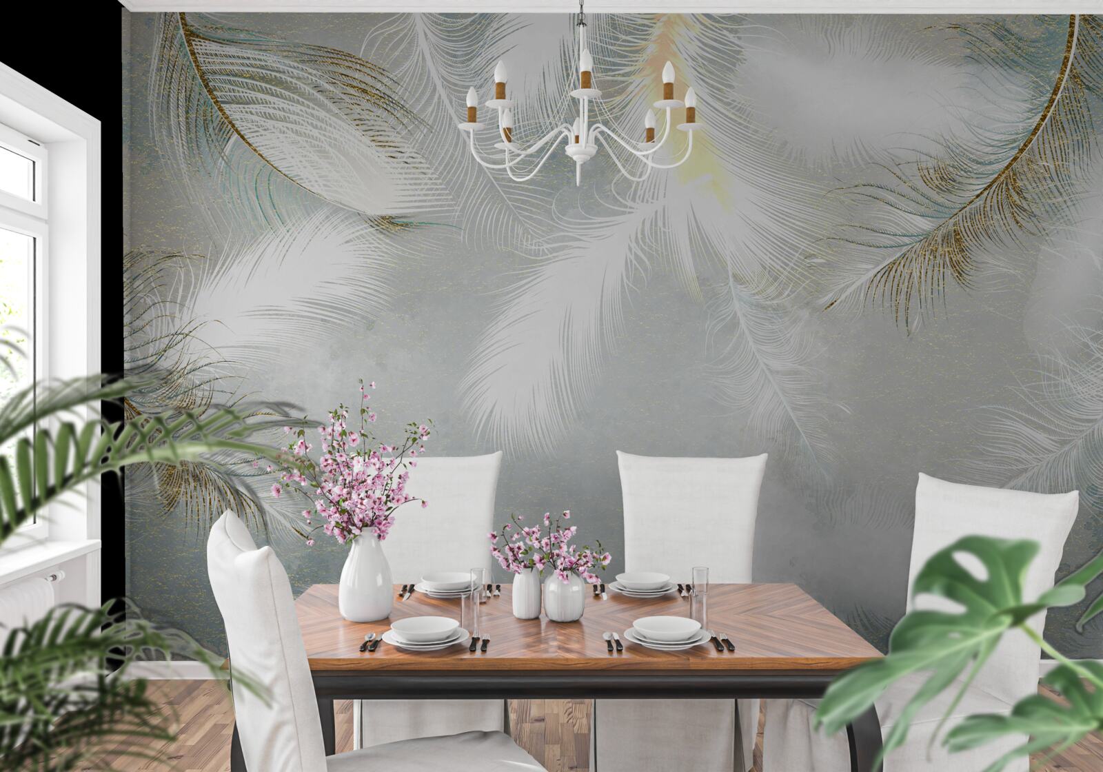 Fototapeta tło wykonane z jasnych abstrakcyjnych piór