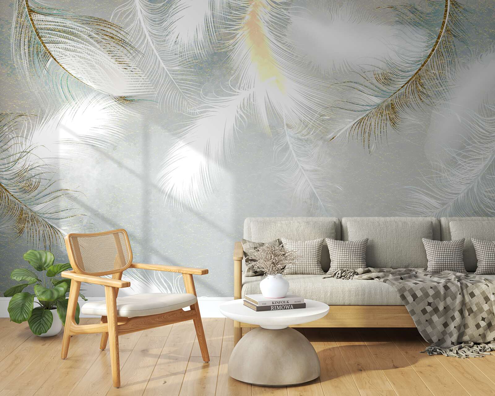 Fototapeta tło wykonane z jasnych abstrakcyjnych piór