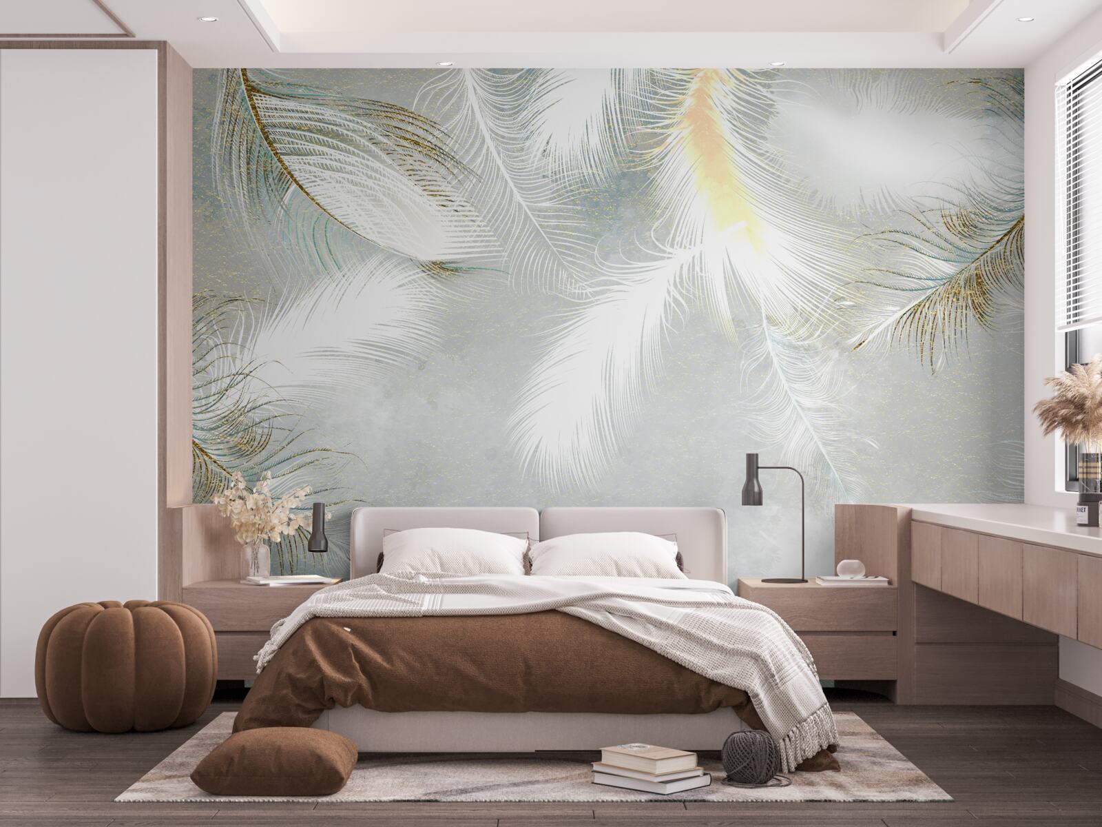 Fototapeta tło wykonane z jasnych abstrakcyjnych piór