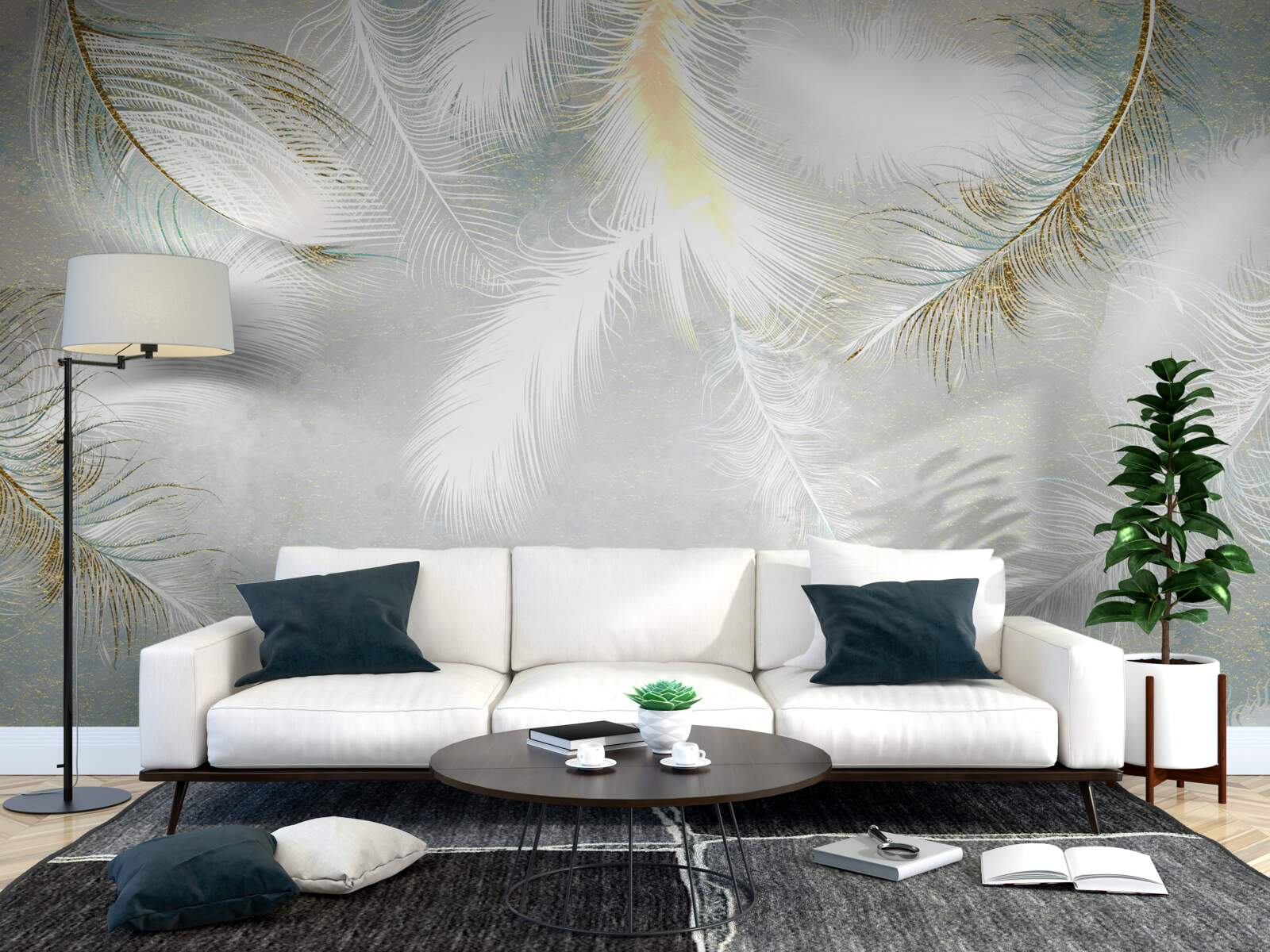 Fototapeta tło wykonane z jasnych abstrakcyjnych piór