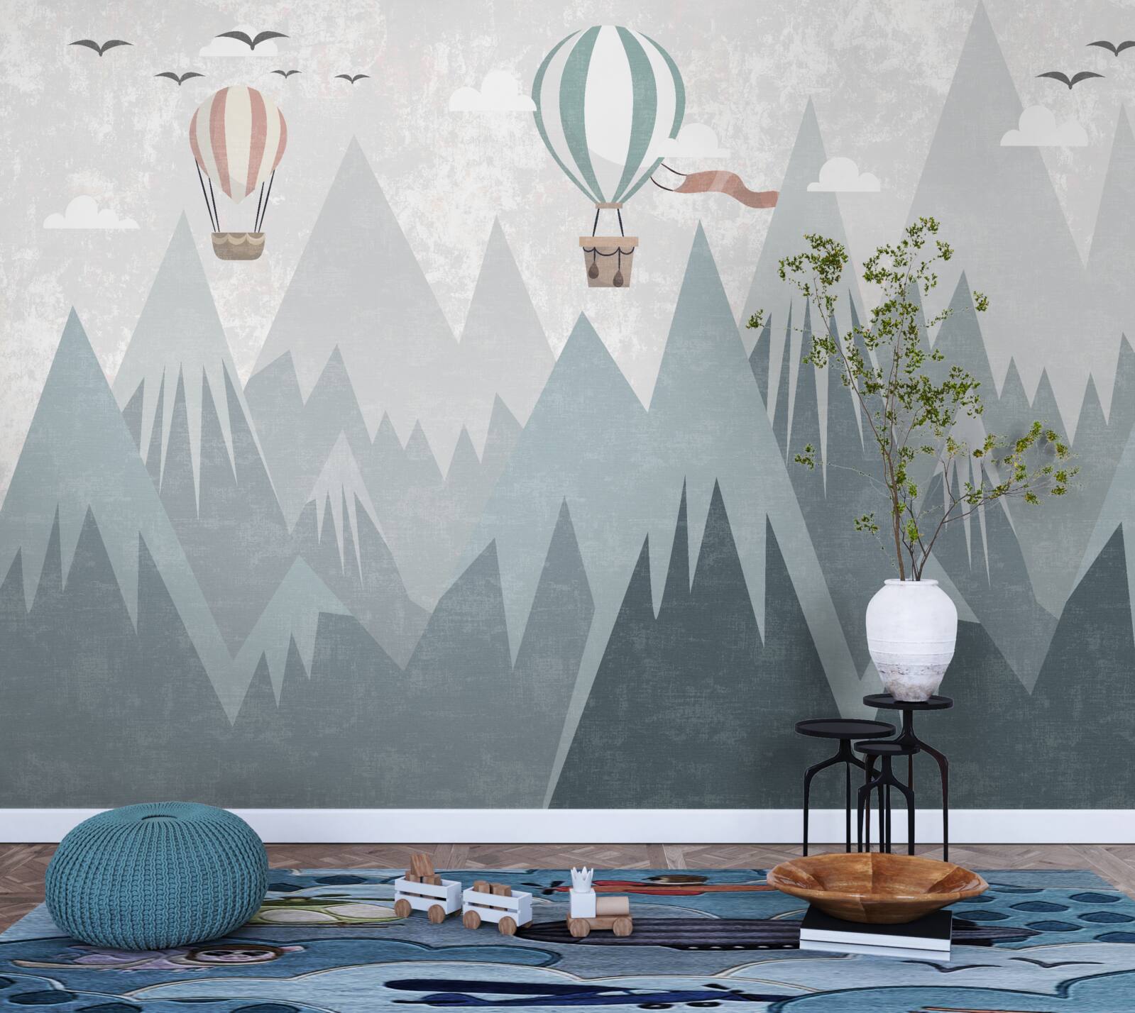 Fototapeta góry pozostawiają po sobie latające balony