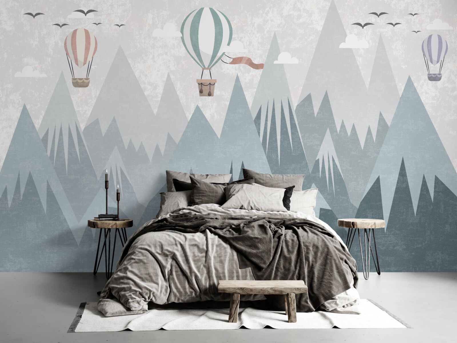 Fototapeta góry pozostawiają po sobie latające balony