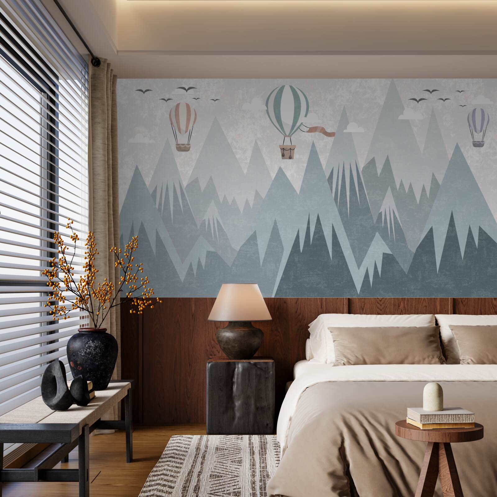 Fototapeta góry pozostawiają po sobie latające balony