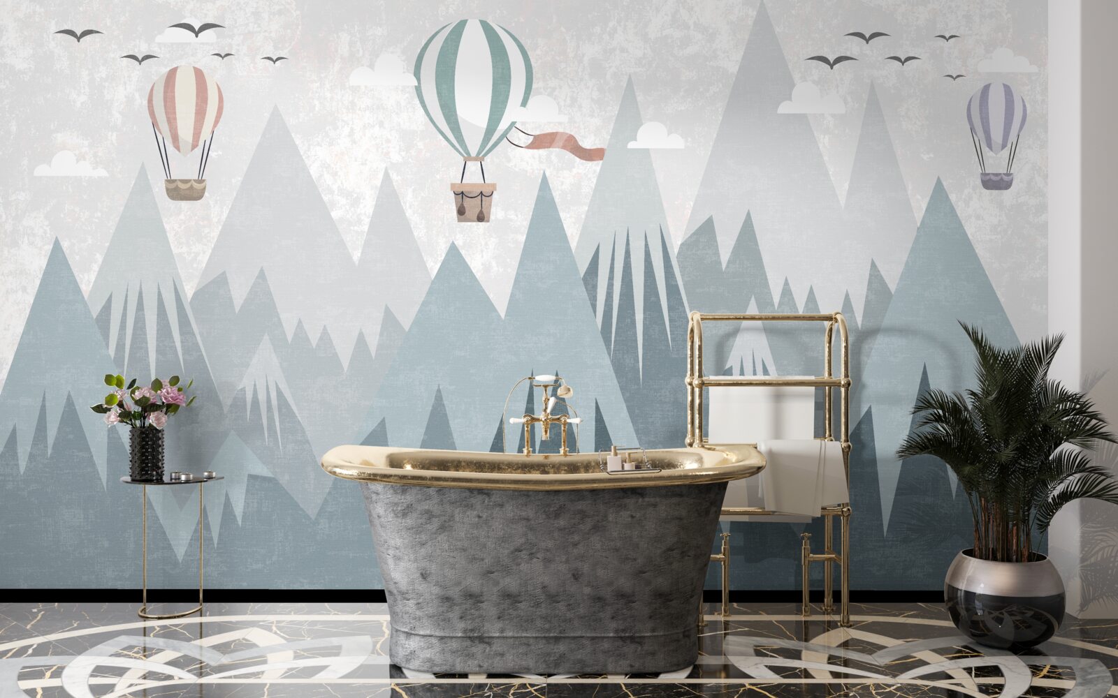 Fototapeta góry pozostawiają po sobie latające balony