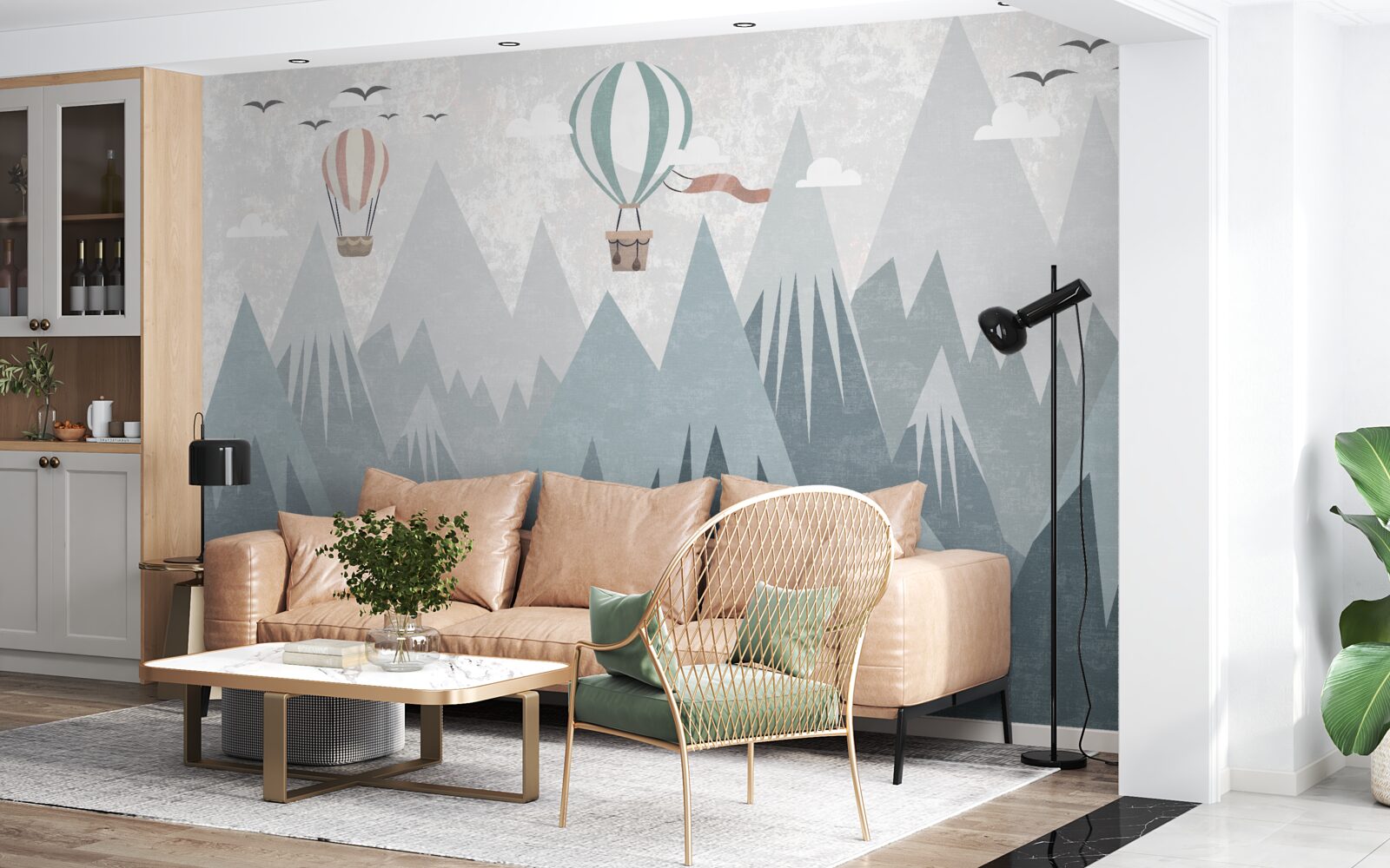 Fototapeta góry pozostawiają po sobie latające balony