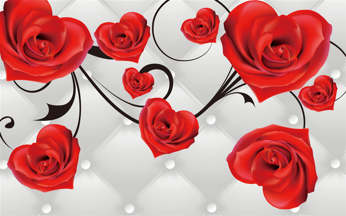 Fototapeta czerwone róże w kształcie serc