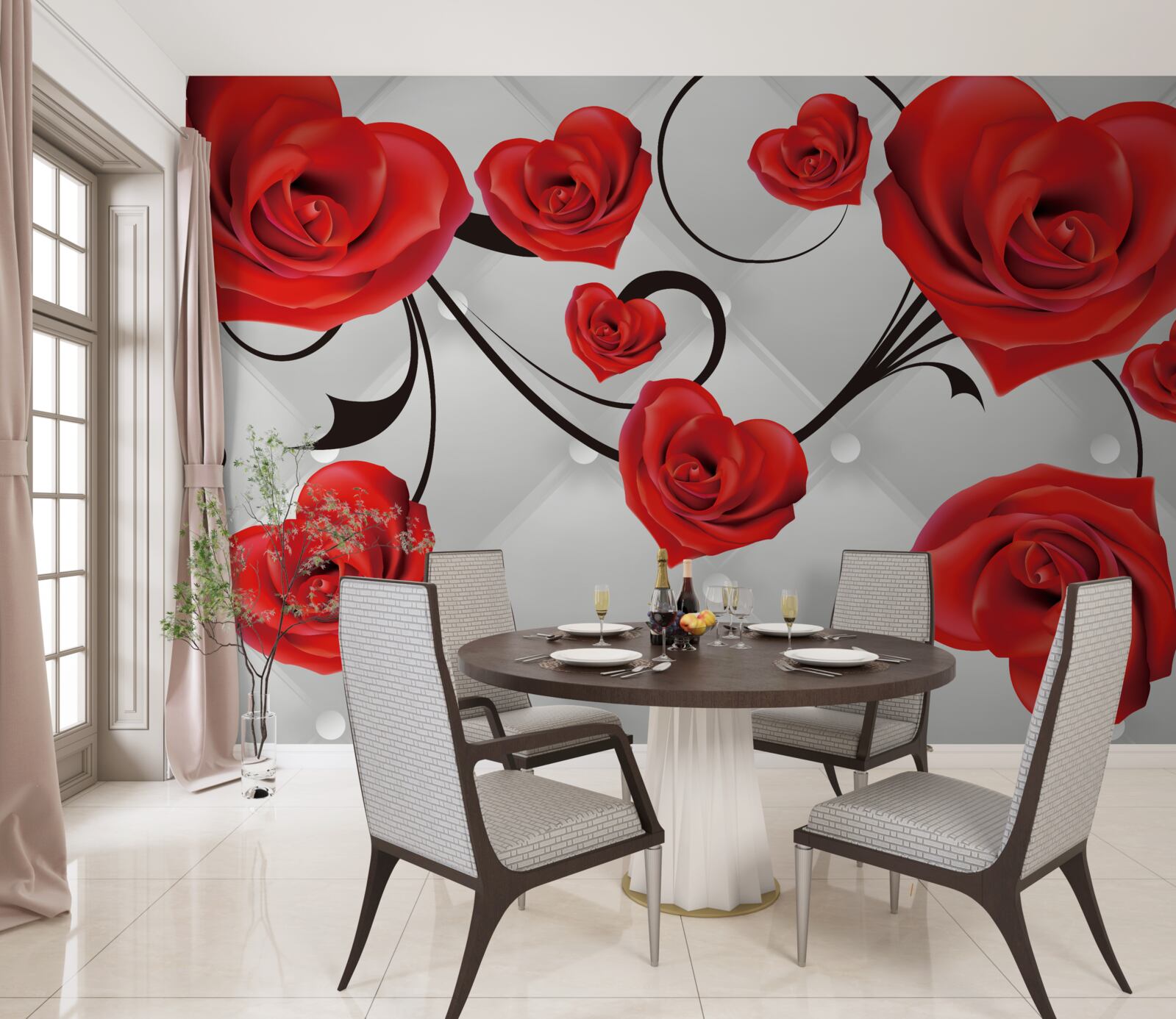 Fototapeta czerwone róże w kształcie serc