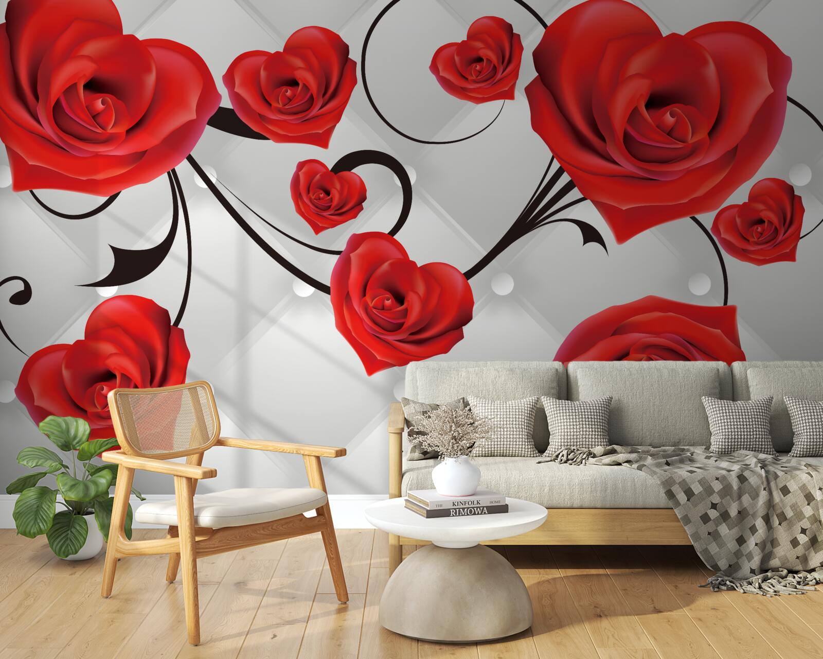 Fototapeta czerwone róże w kształcie serc