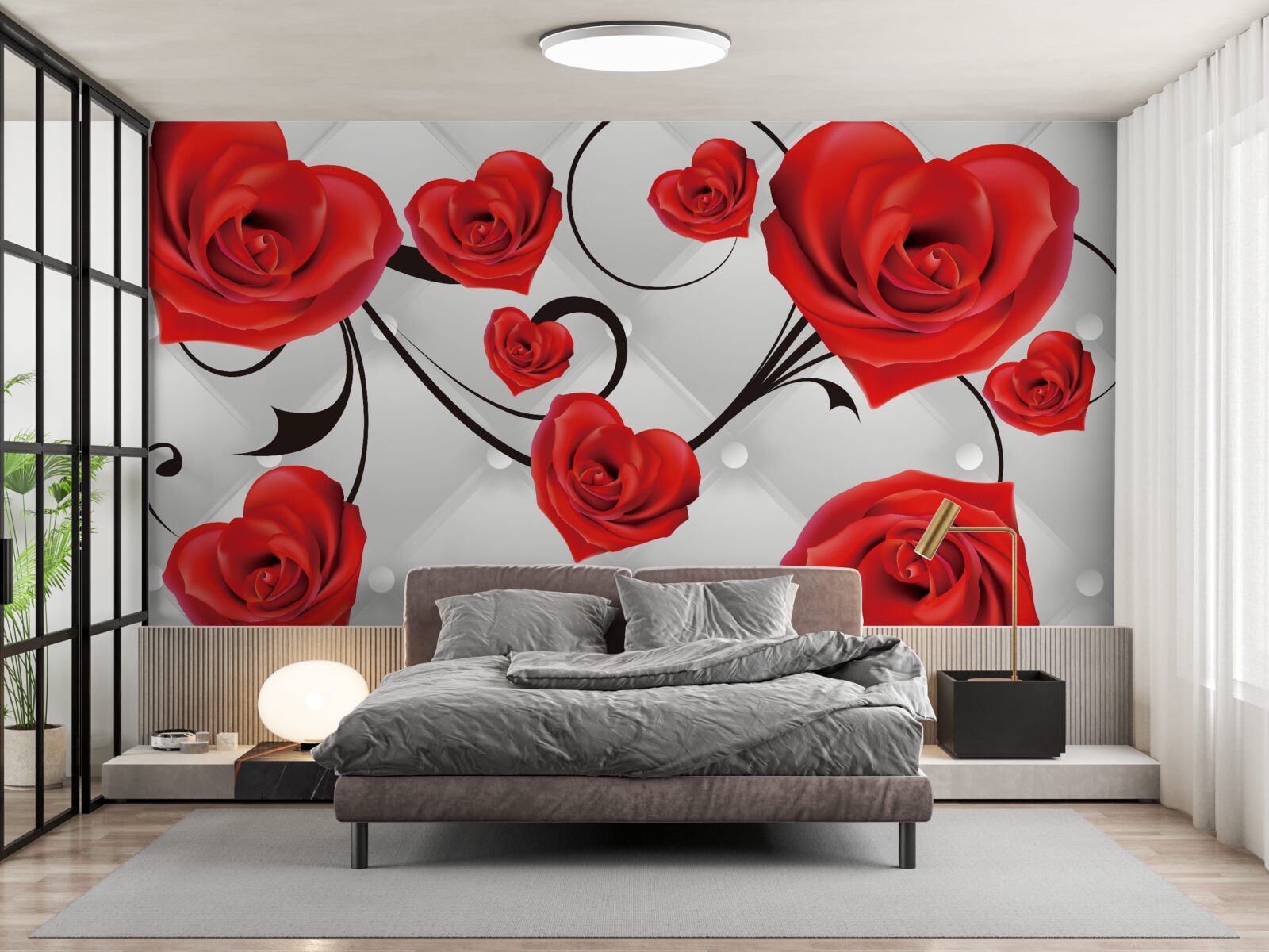 Fototapeta czerwone róże w kształcie serc