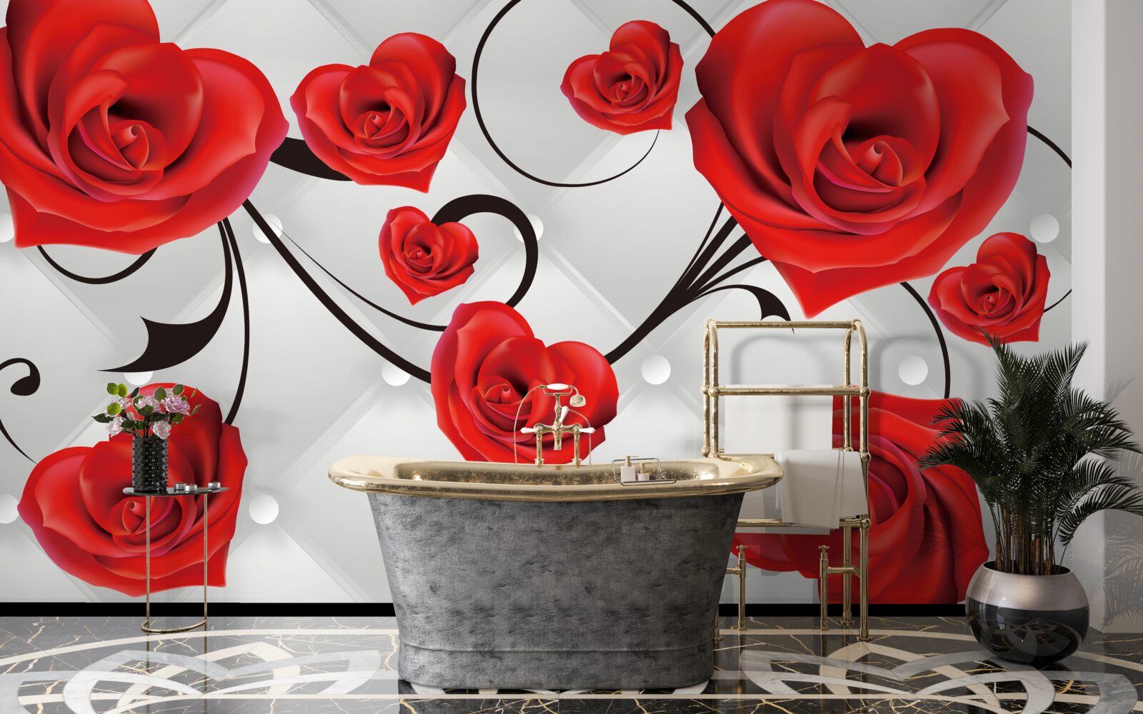 Fototapeta czerwone róże w kształcie serc