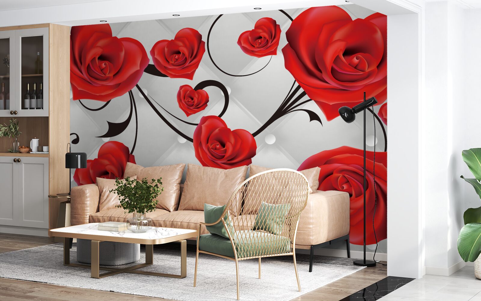 Fototapeta czerwone róże w kształcie serc