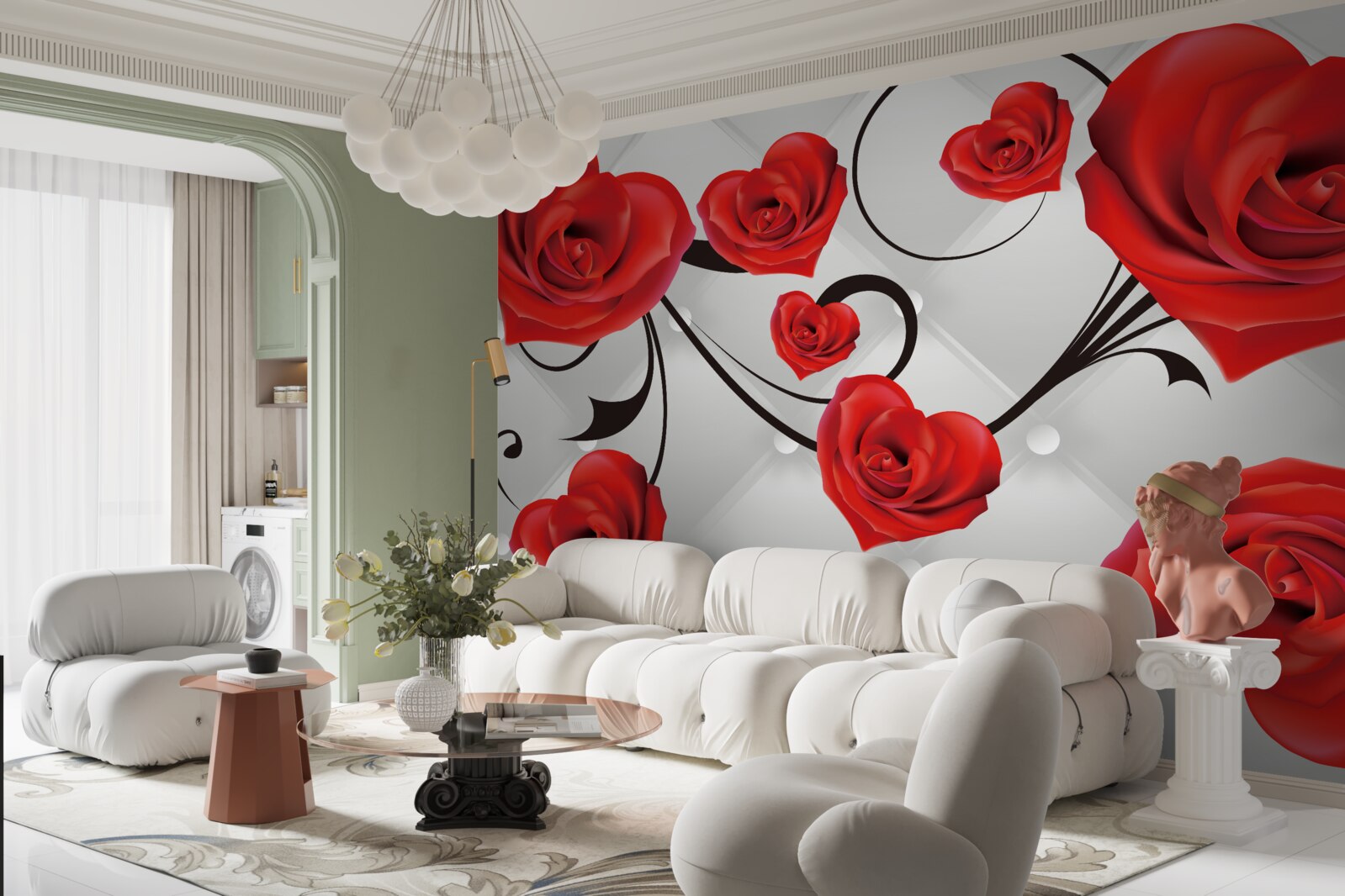 Fototapeta czerwone róże w kształcie serc