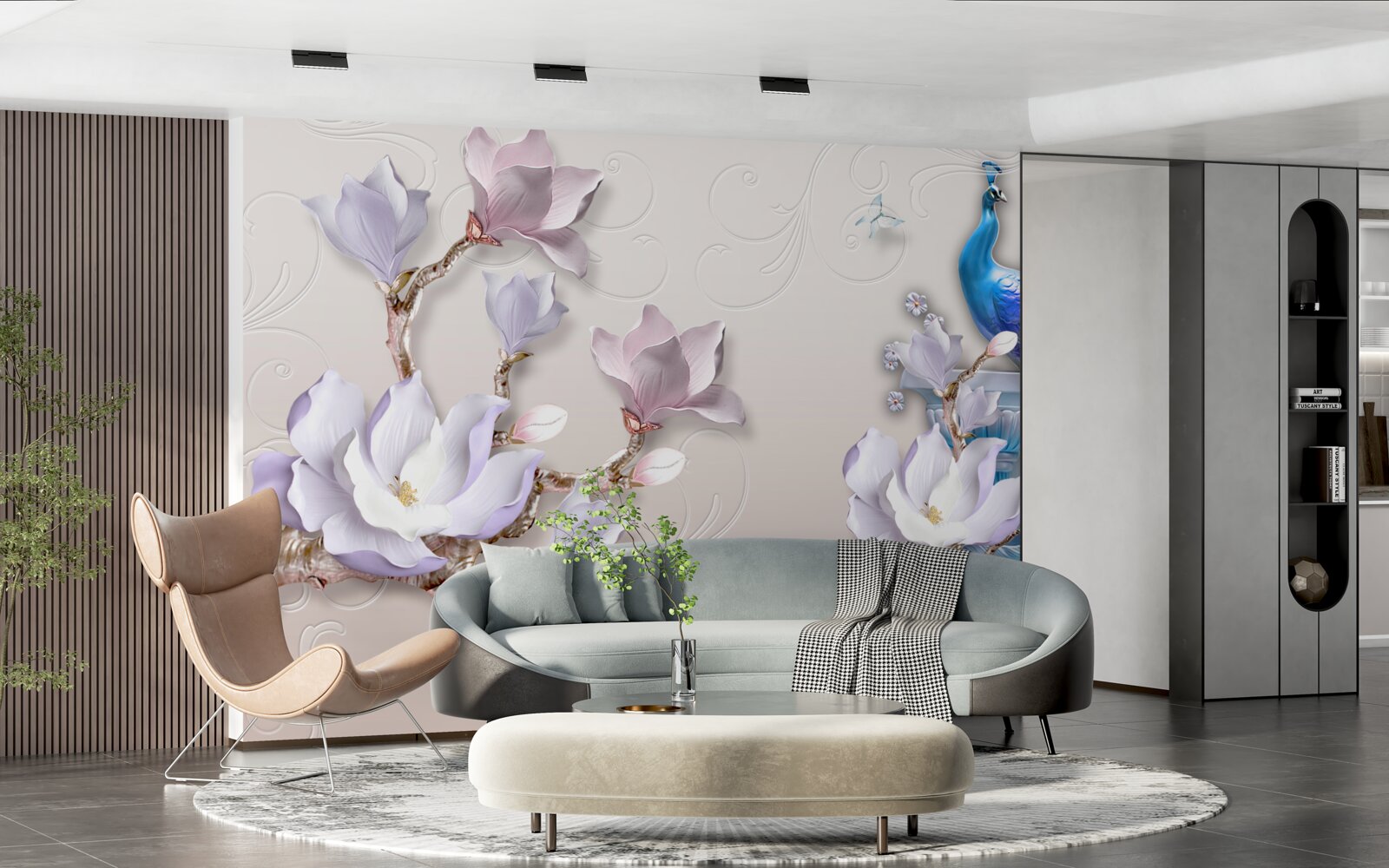 Fototapeta białe magnolie zdobią pawia