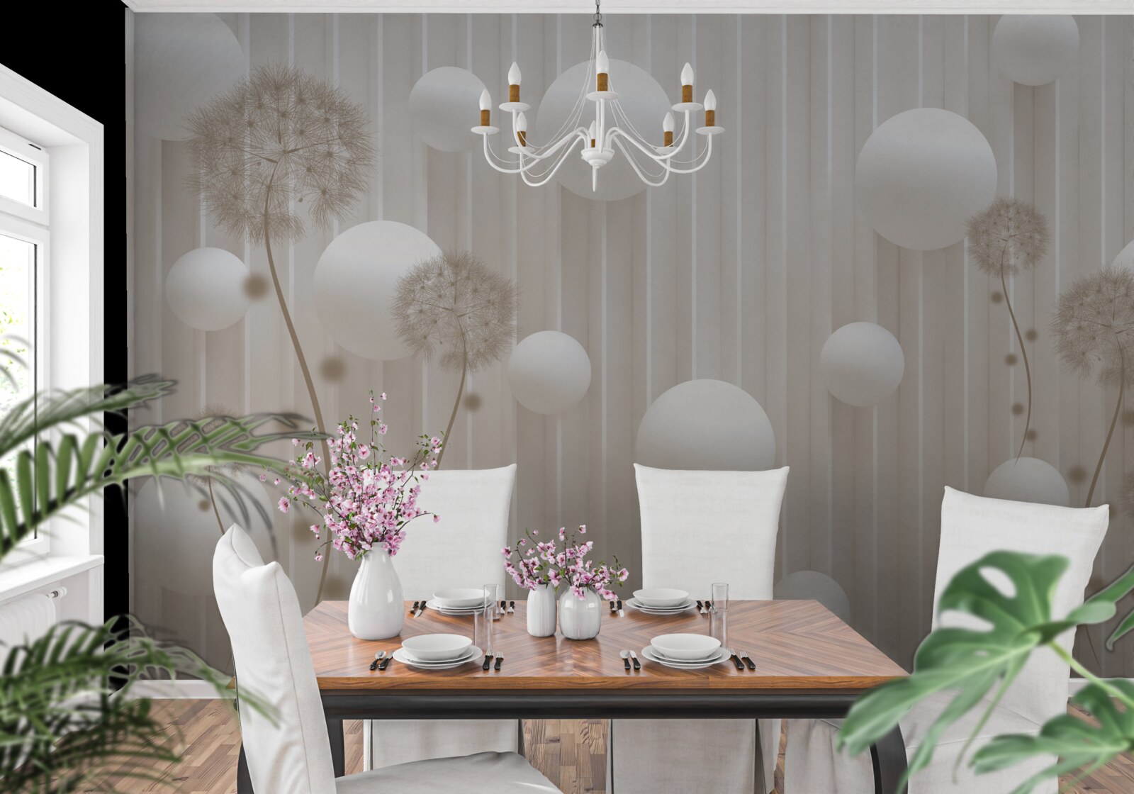 Fototapeta kulki i mlecze w odcieniach jasnego różu