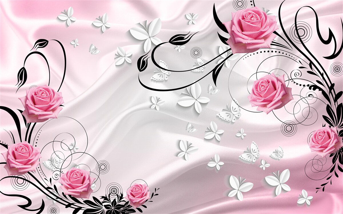 Fototapeta różowe róże na tle śnieżnobiałego jedwabiu