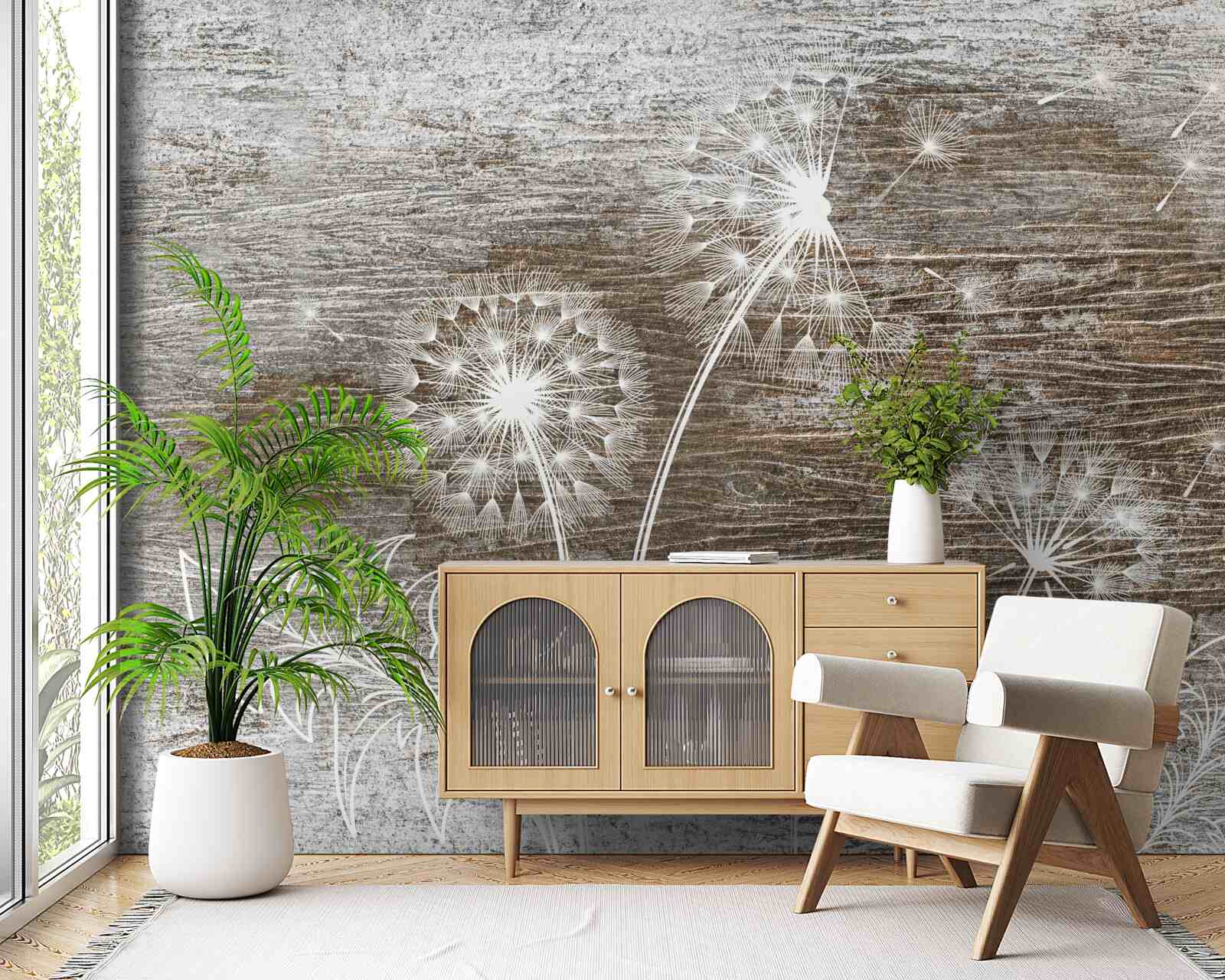 Fototapeta mlecze, białe jak śnieg, na drzewie