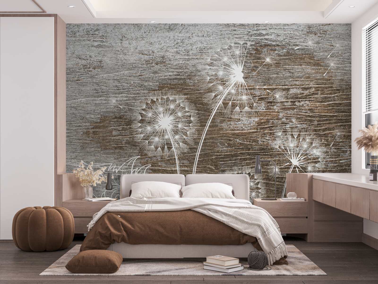 Fototapeta mlecze, białe jak śnieg, na drzewie