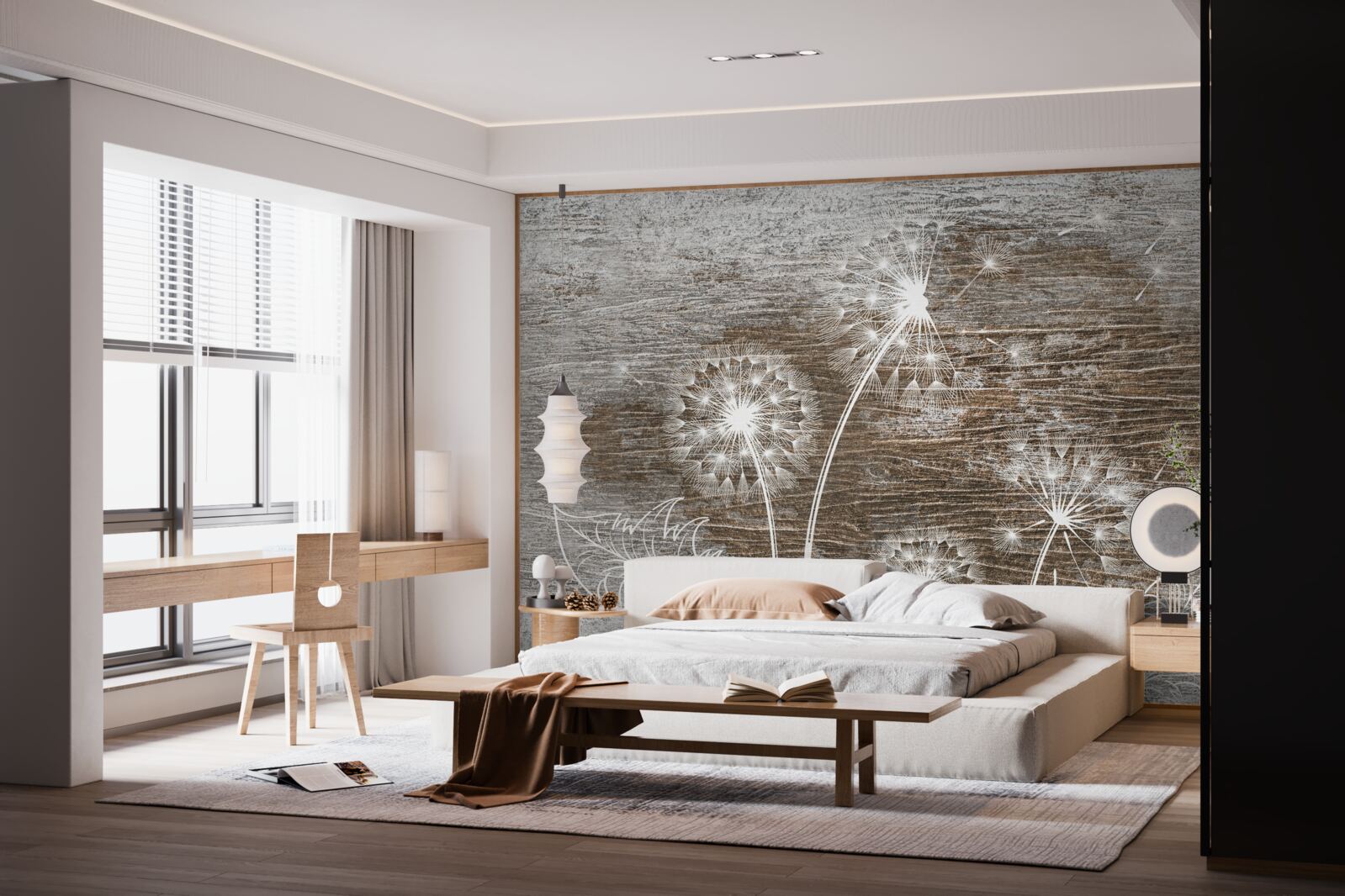 Fototapeta mlecze, białe jak śnieg, na drzewie