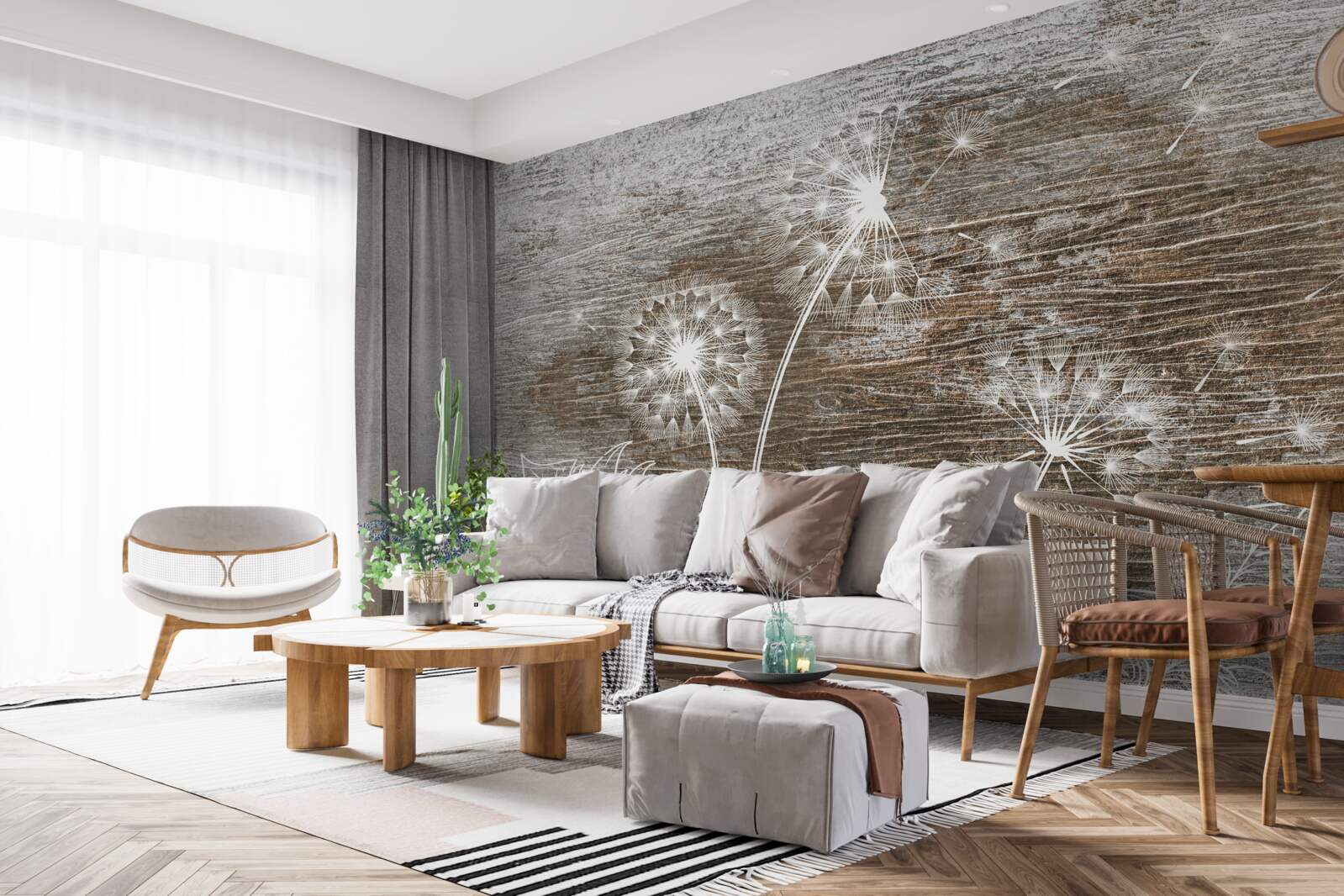 Fototapeta mlecze, białe jak śnieg, na drzewie