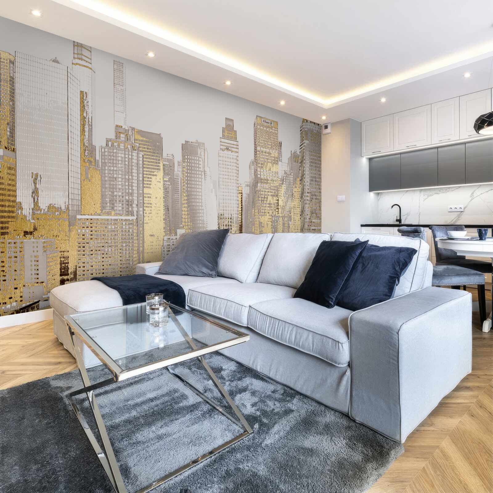 Fototapeta złota panorama wieżowców