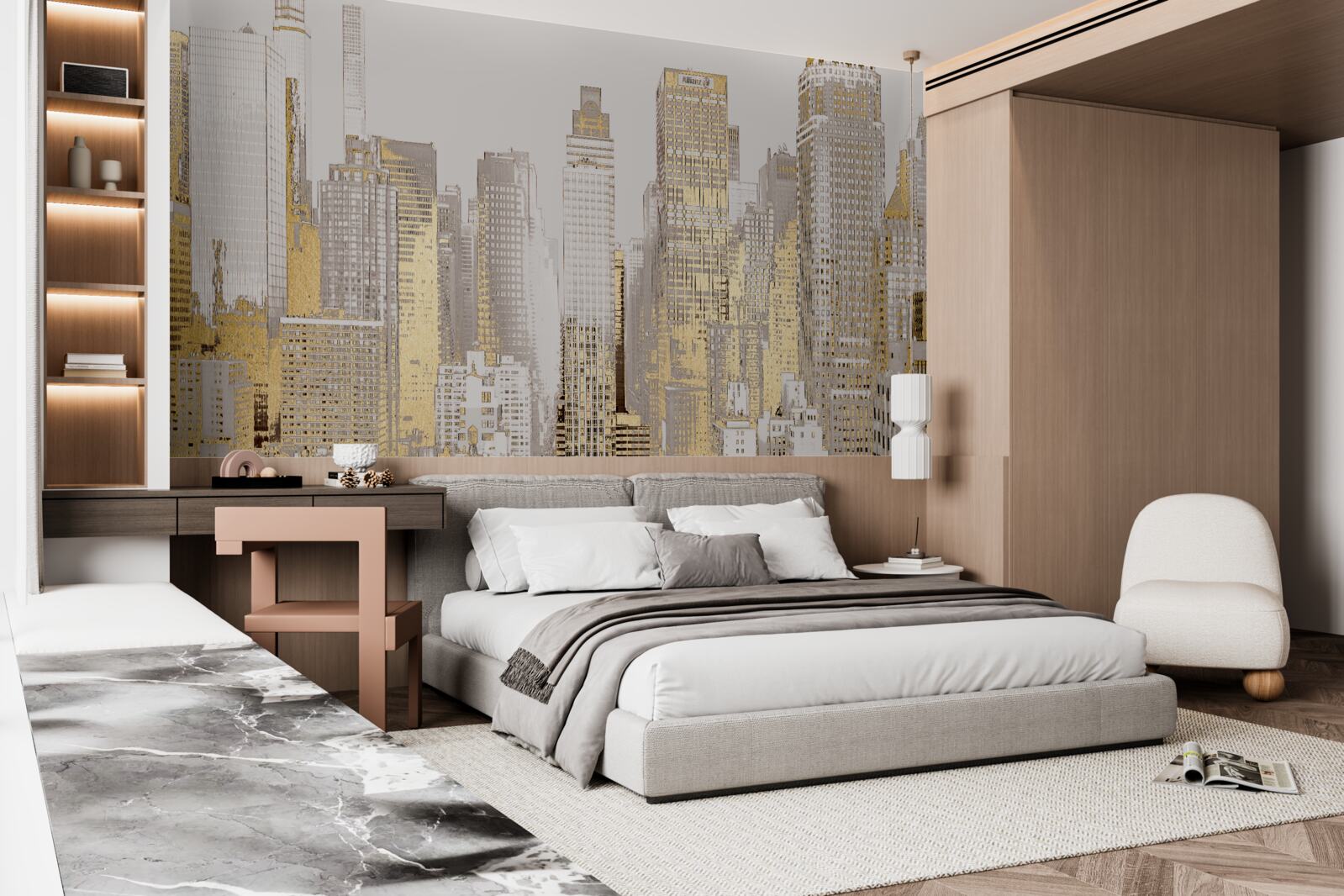 Fototapeta złota panorama wieżowców