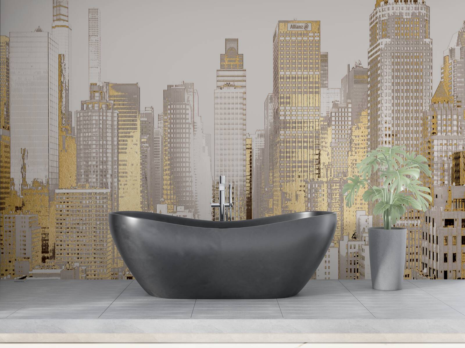 Fototapeta złota panorama wieżowców