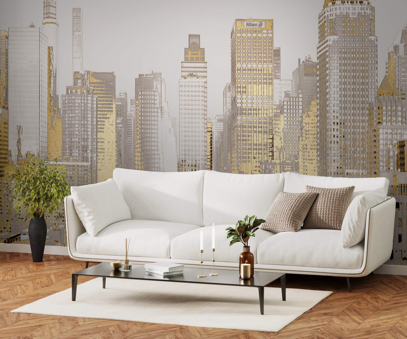 Fototapeta złota panorama wieżowców