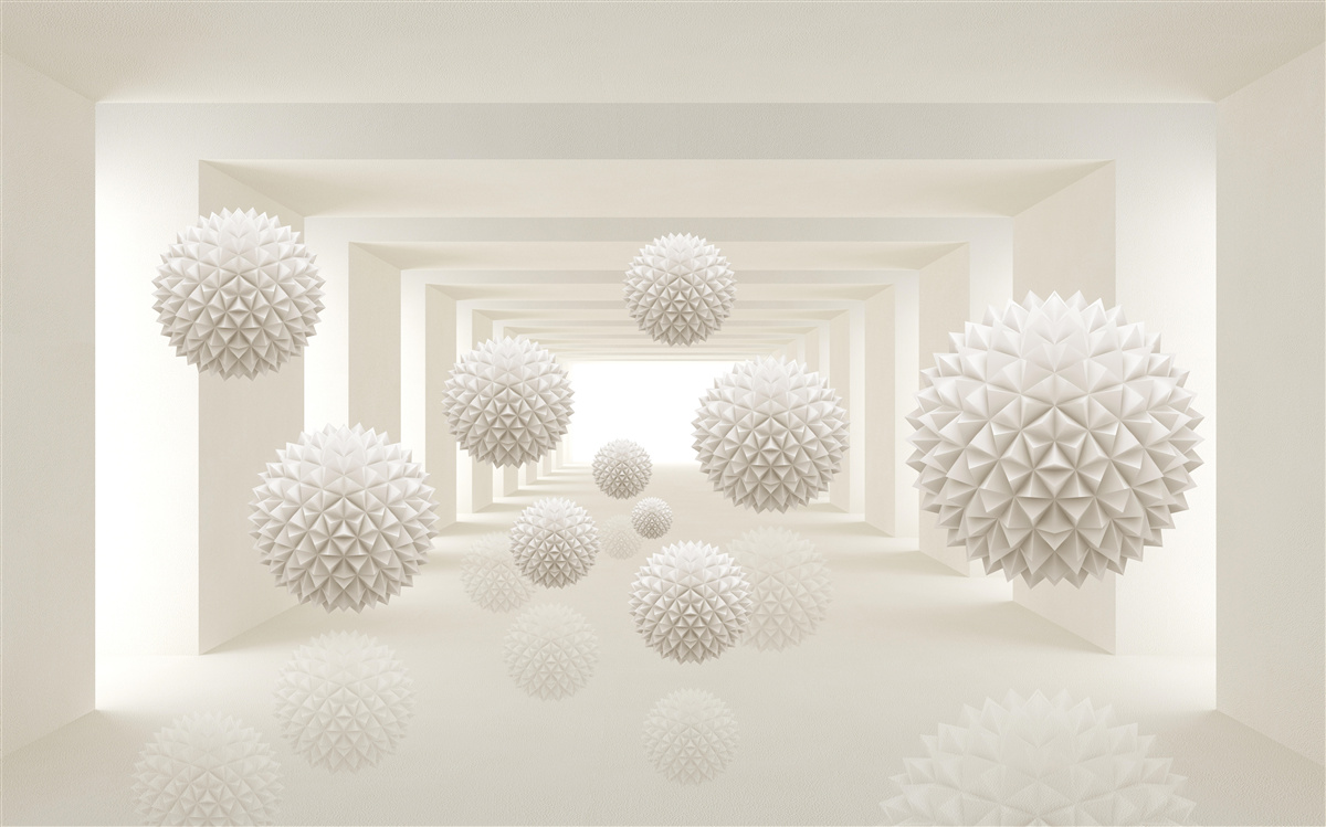 Fototapeta podziemne przejście z kolczastymi kulami