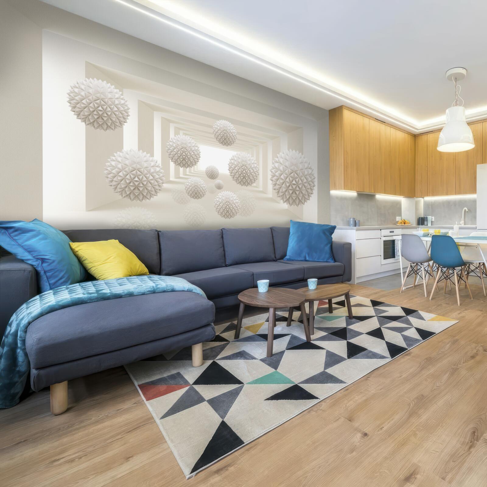 Fototapeta podziemne przejście z kolczastymi kulami