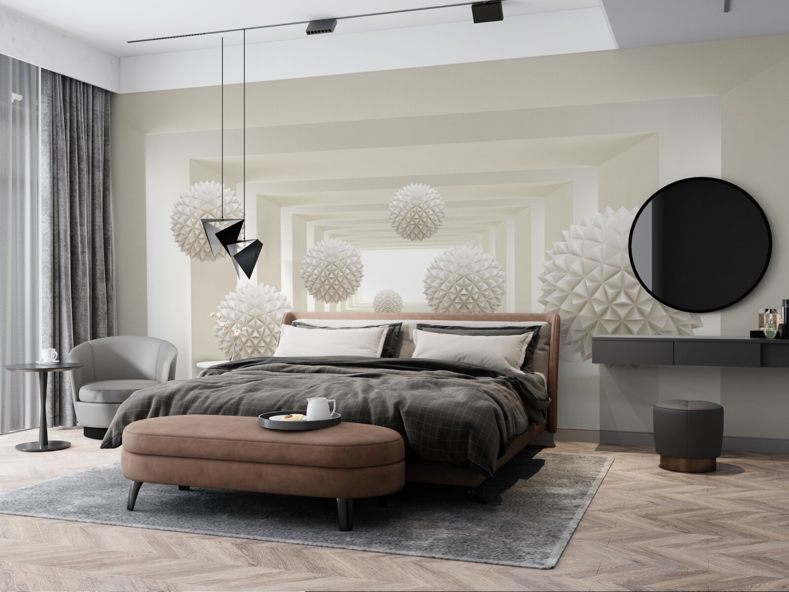 Fototapeta podziemne przejście z kolczastymi kulami