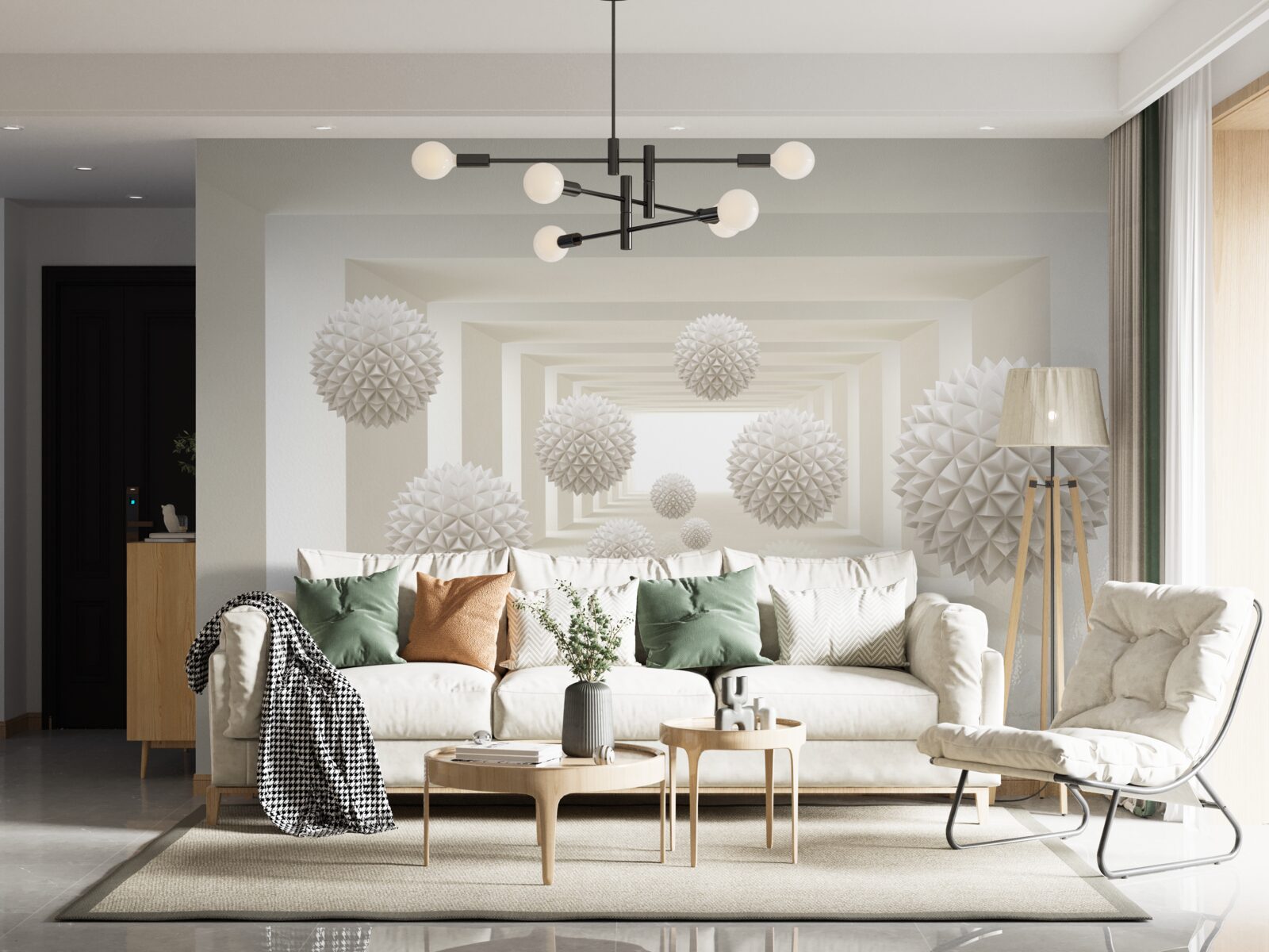 Fototapeta podziemne przejście z kolczastymi kulami