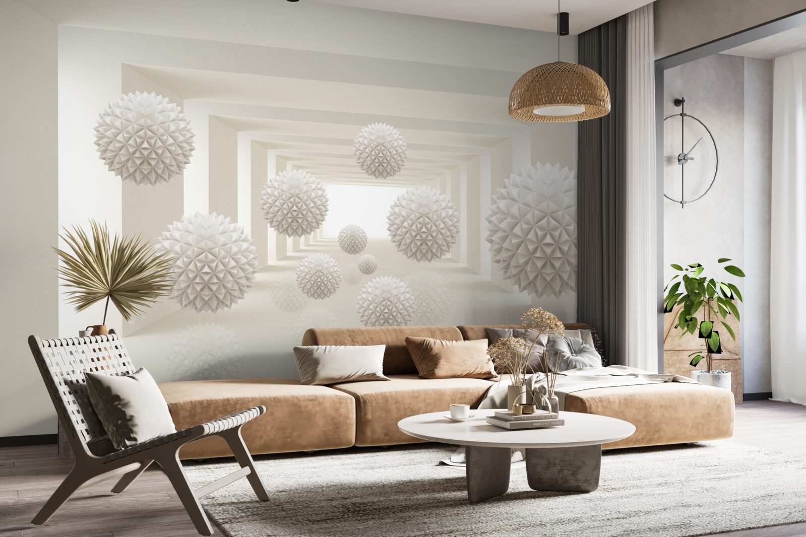 Fototapeta podziemne przejście z kolczastymi kulami