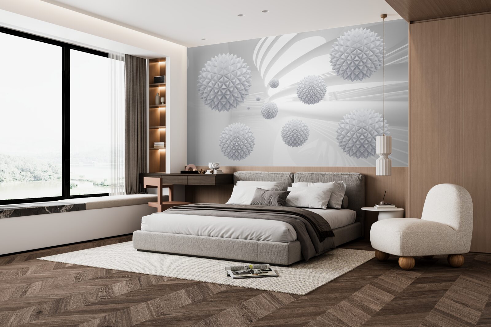 Fototapeta kolczaste kulki unoszące się w stanie nieważkości