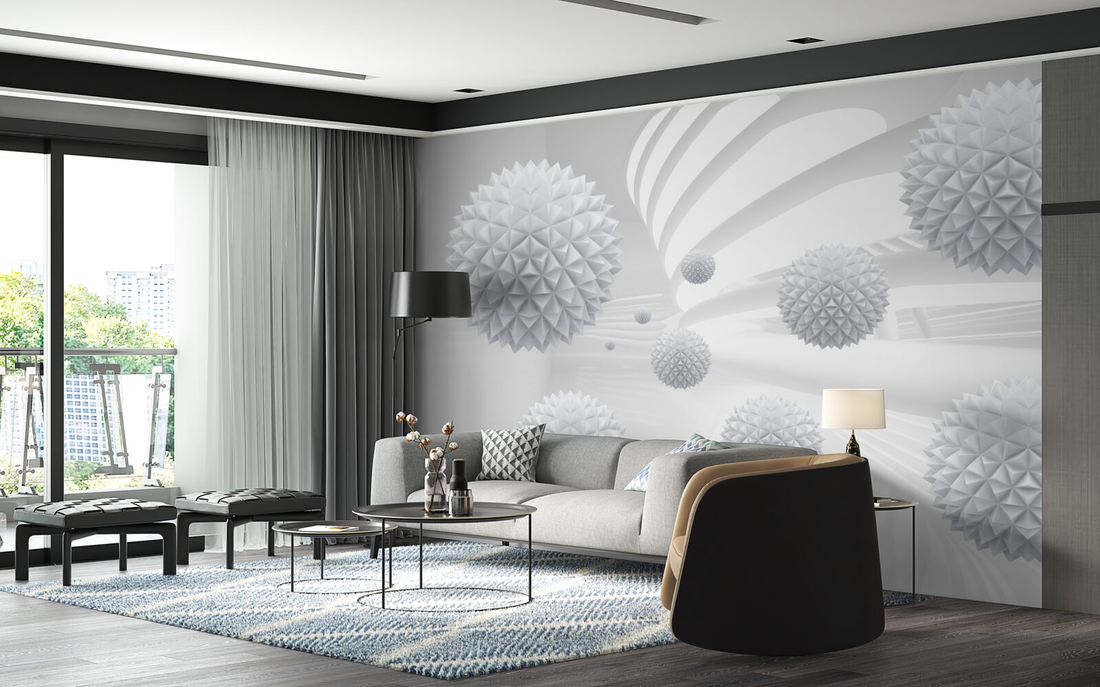 Fototapeta kolczaste kulki unoszące się w stanie nieważkości