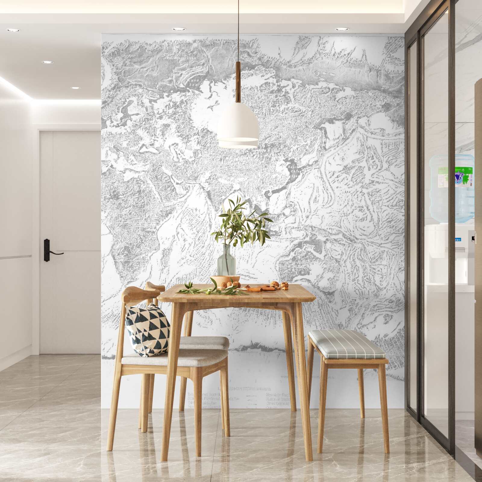 Fototapeta zachód słońca nad górską abstrakcją i lasem