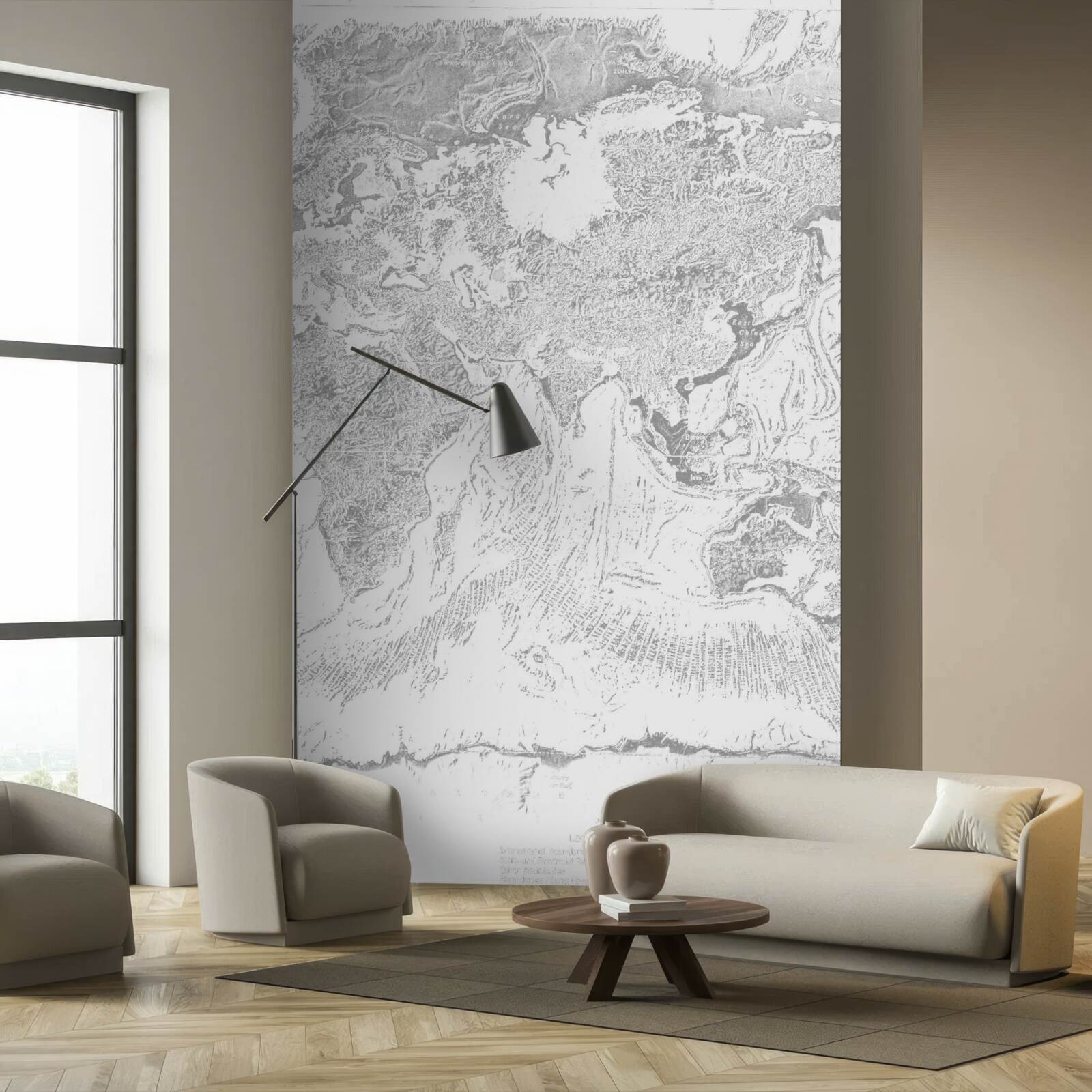 Fototapeta zachód słońca nad górską abstrakcją i lasem