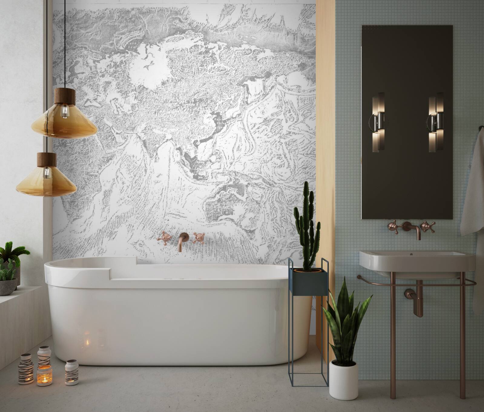 Fototapeta zachód słońca nad górską abstrakcją i lasem